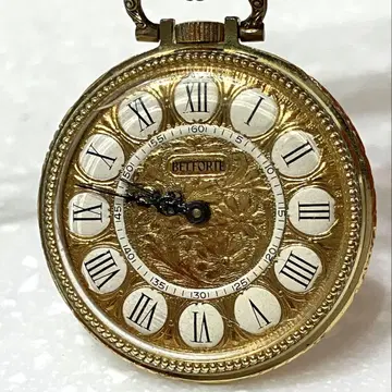 [레어] BELLFORT 골드 컬러 로만 회중시계 수동 와인딩 작동품