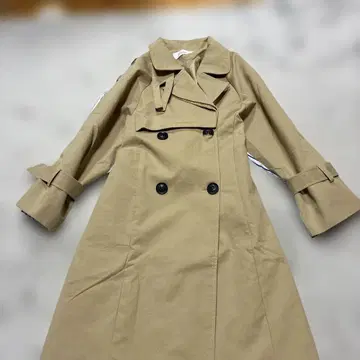 더블 브레스트 트렌치코트 베이지 보더 디자인 M