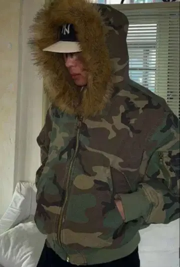 카모 패턴 플리스 자켓 퍼 포함 y2k 리버서블 후드티 N2B