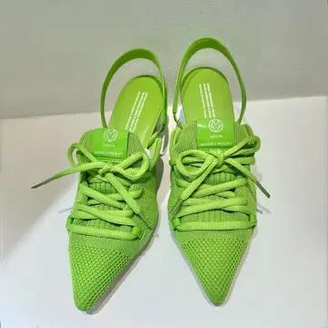 [ 새상품 미사용 ] MAISONMAVERICK 니트 레이스업 뮬