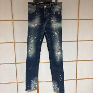 디스퀘어드 데미지 가공 스키니 데님 다크 블루 사이즈 44