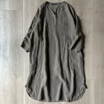 플랜테이션 스키퍼 칼라 린넨 블렌드 원피스 M 시어 소재