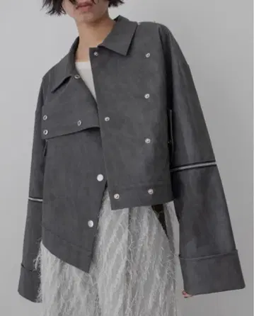 vacancy 비대칭 비건 가죽 2way 라이더 자켓