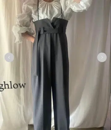 roughlow 하이웨이스트 와이드 멜빵바지 그레이