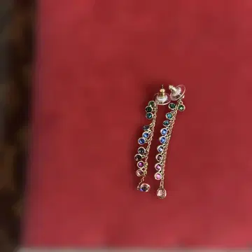 스와로브스키 컬러풀 스톤 체인 귀걸이