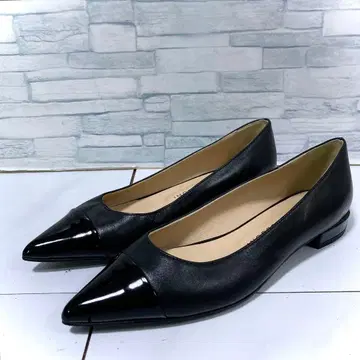 극미품 파비오 루스코니 스틸레토 펌프스 천연 가죽 블랙 24.5