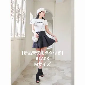 택 포함 미사용 새상품 Darich 라메 트위드 하이웨스트 플레어 스커트