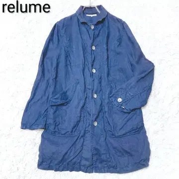 레리움 롱 코트 린넨 100% 오버 사이즈 겉옷 고급 네이비