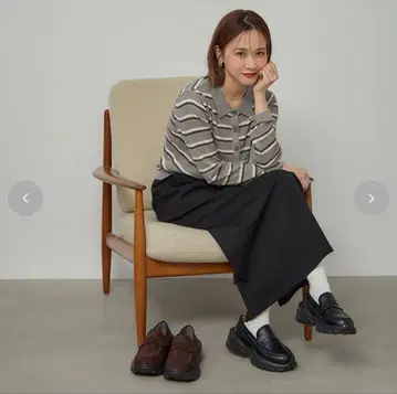 다나카 리나 시마무라 여성용 신발 가죽 신발 L 사이즈 로퍼