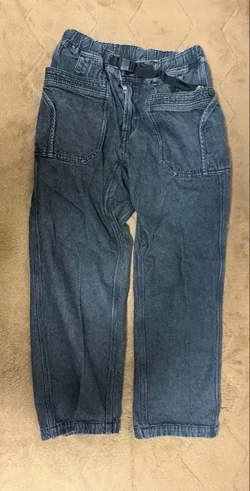 Go Slow Caravan 롱팬츠 남성용 카제 데님 BLACK