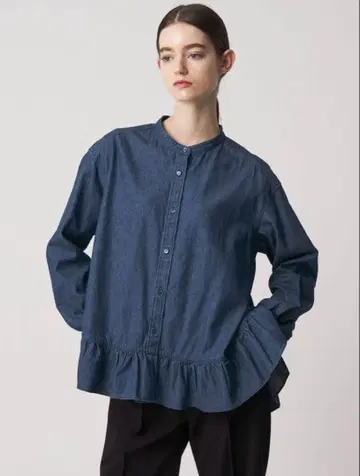 드로어 2025aw 데님 프릴 셔츠 36 사이즈