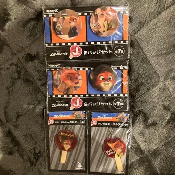 [ 닉 4세트 ] 주토피아 G상 아크릴 키링 J상 캔뱃지 HAPPY 복권