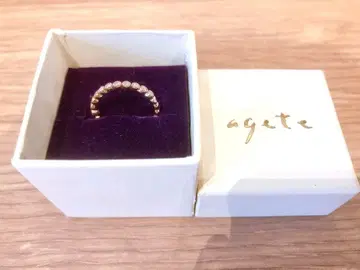 agete 다이아몬드 하프 이터니티 프릴 반지 K10 7호 케이스 포함