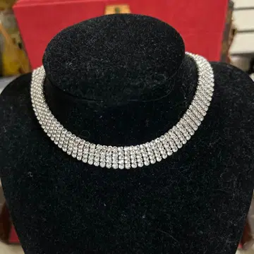 스와로브스키 실버 크리스탈 스톤 초커 목걸이