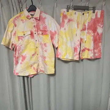 LEFLAH 타이다이 반팔 셔츠 숏팬츠 세트