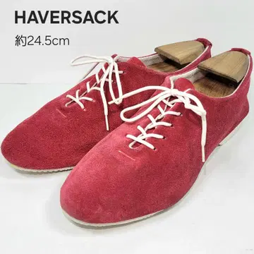 하버색 레이스업 슈즈 약 24.5cm 스웨이드 레드