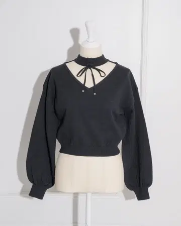 pium 레이스업 초커 니트