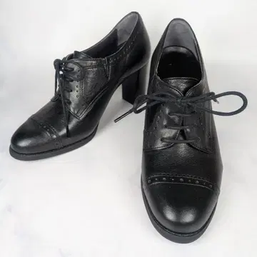 DIANA 다이애나 하이힐 레이스업 로퍼 가죽 블랙