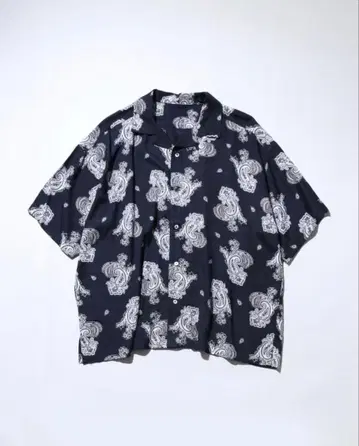 MB 오리지널 다크톤 하와이안 셔츠 블랙 x 화이트 L 사이즈