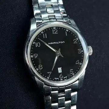 최종 가격 인하 해밀턴 재즈 마스터 신라인 블랙 다이얼 데이트 쿼츠