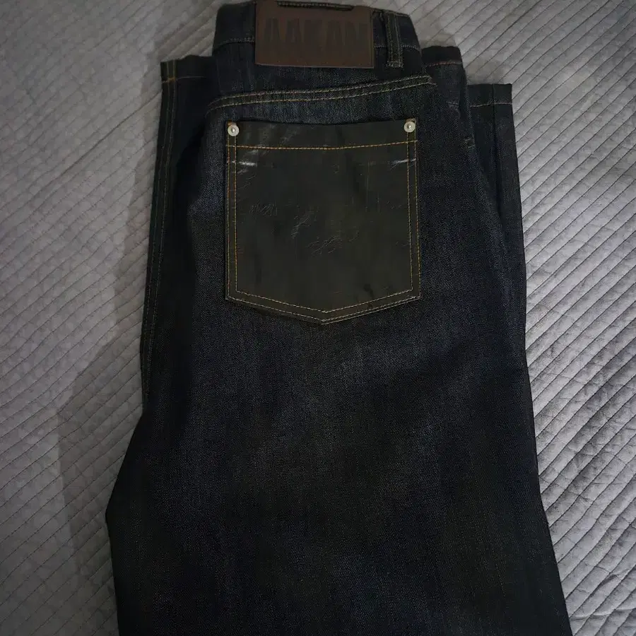 AAKAM 2-Lined Eyelet Washed Denim Pants 2-Lined Eyelet Washed