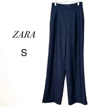 자라 하이웨스트 팬츠 블랙 S 24 와이드 팬츠 센터 프레스 슬림 레그