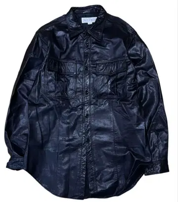 MEN'S BIGI 남성용 블랙 카우 가죽 셔츠