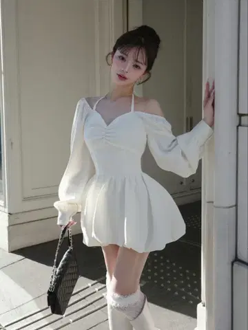 Darich 허리 코르셋 벌룬 미니 원피스 다리치