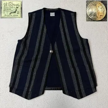 or slow 컨초 베스트 지레 스트라이프 일본제 데님