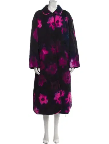 꽃무늬 퀼팅 롱 코트