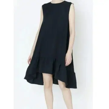 YOKO CHAN 슬리브리스 프릴 A라인 원피스 블랙 38