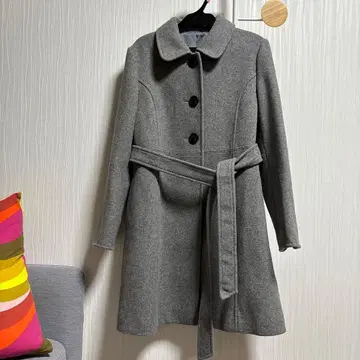 그레이 체스터 코트 허리 벨트 포함