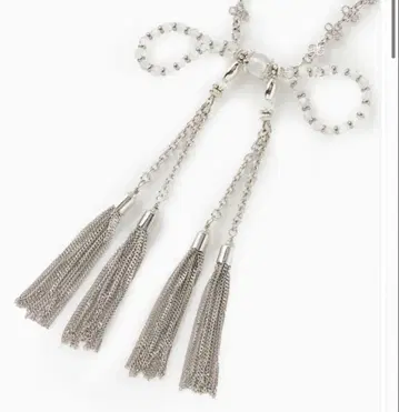 타나카 다이스케 crystal ribbon chain necklace