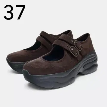 ZARA 자라 플랫폼 스포츠 발레리나 신발 37 브라운