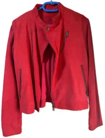 Ebonyivory 천연 가죽 라이더 자켓 빨간색