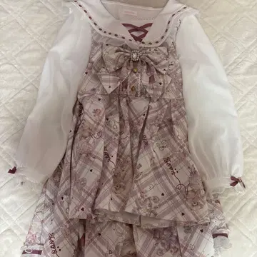 LIZLISA Sewing Bear 패턴 셋업 화이트(101)