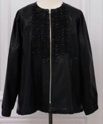 안미누 UNMINOU 모드 프릴 에코 가죽 자켓