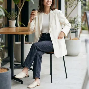 H155*MOUSSY 마우지 테일러드 자켓 아이보리 사이즈 2