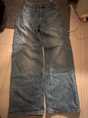 ZARA 자라 배기 데님 청바지 블루 파랑 와이드 28 빈티지 가공