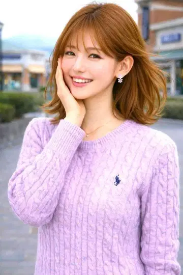 폴로 U.S.POLO ASSN. 원포인트 케이블 니트 퍼플 M