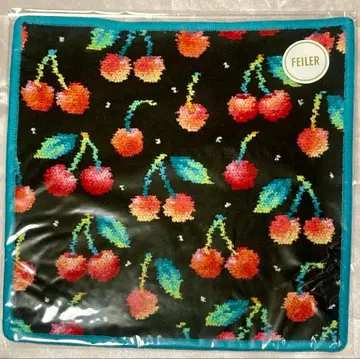 [ 새상품 미개봉 ] 페이러 손수건 체리 도트 블랙 x 블루(청록색)