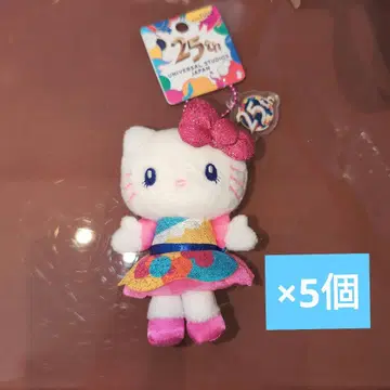 유니버설 25주년 키티 마스코트 플러시 키체인 5개