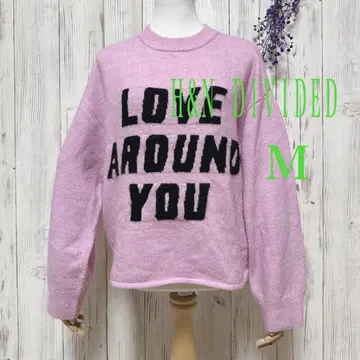 H&M DIVIDED 성숙/러블리 로고 니트 핑크 M 빅 루즈 완판템