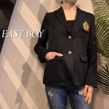 EAST BOY 네이비 블레이저 골드 버튼 와펜 자수 테일러드 자켓