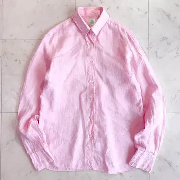 Finamore 피나모레 긴팔 린넨 셔츠 여성용 핑크 사이즈 40