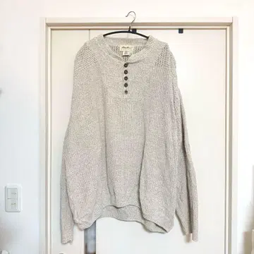 에디바우어 미국제 코튼 니트 하프 버튼 스웨터 로우 게이지