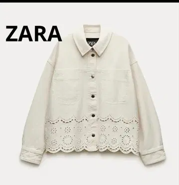 ZARA 아이보리 자수 자켓 X S 새상품급 화이트 데님