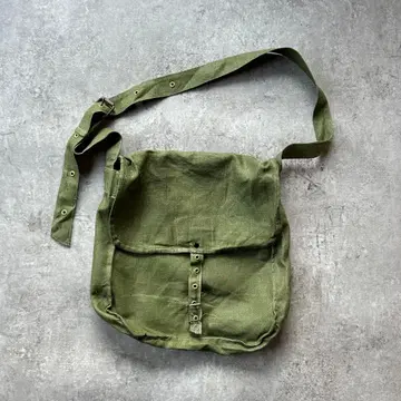 -70s 불가리 군 숄더백/사코슈 코튼 린넨 올리브