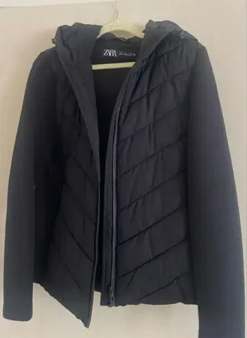 ZARA 콘트라스트 퍼프 자켓 블랙 L 사이즈