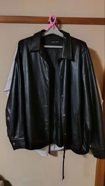 NIKO AND - 블랙 가죽 오버 사이즈 자켓